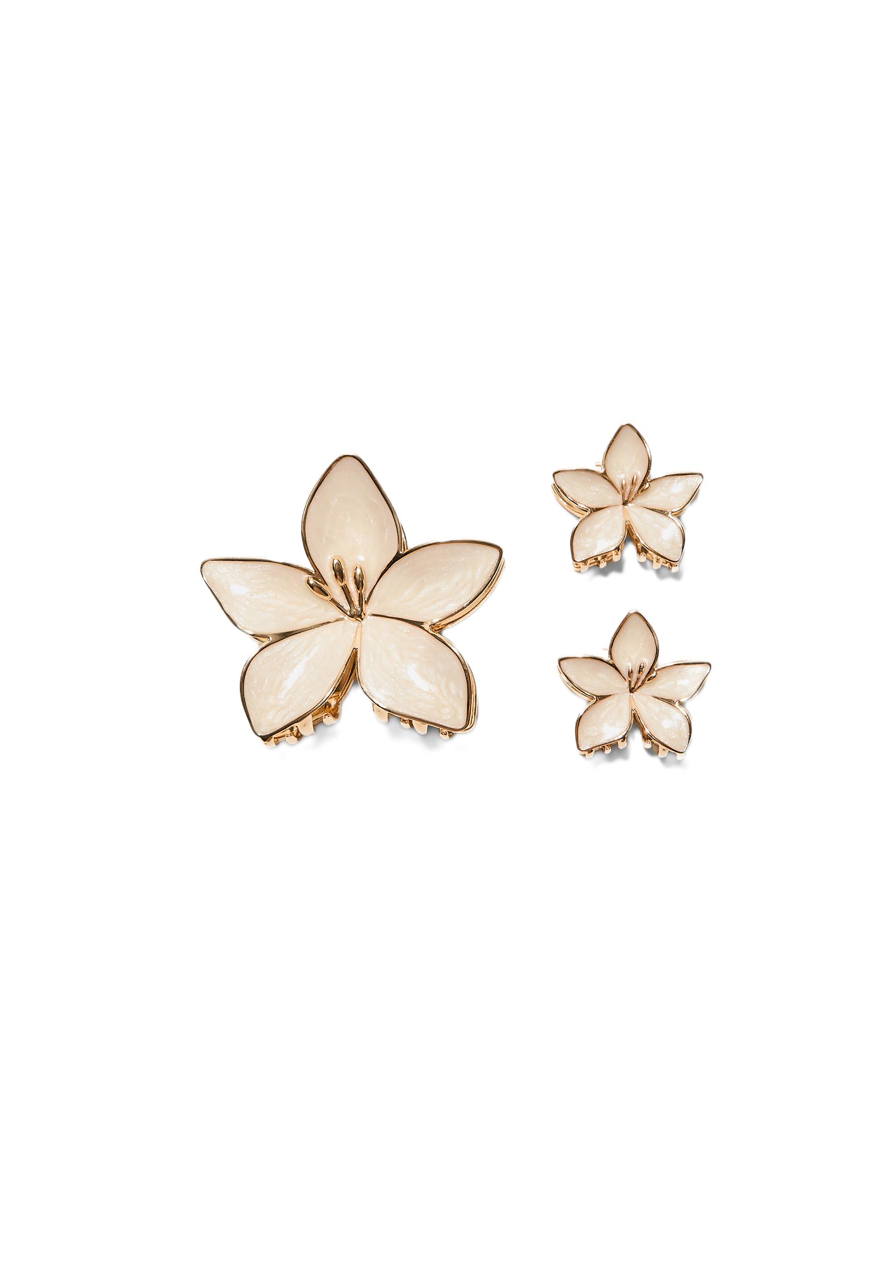 Set of 3 flower clips — Ecru
