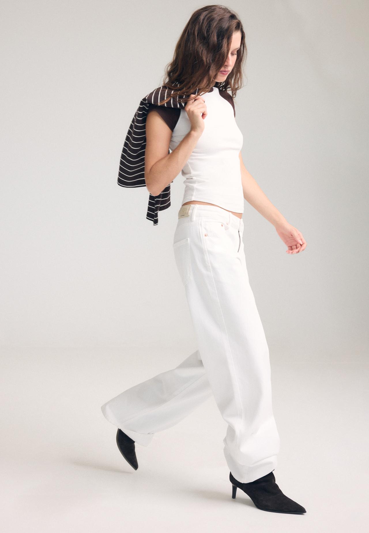 D91 low-rise wide-leg twill jeans — White