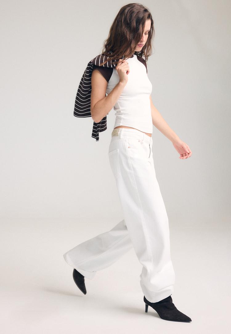 D91 low-rise wide-leg twill jeans — White