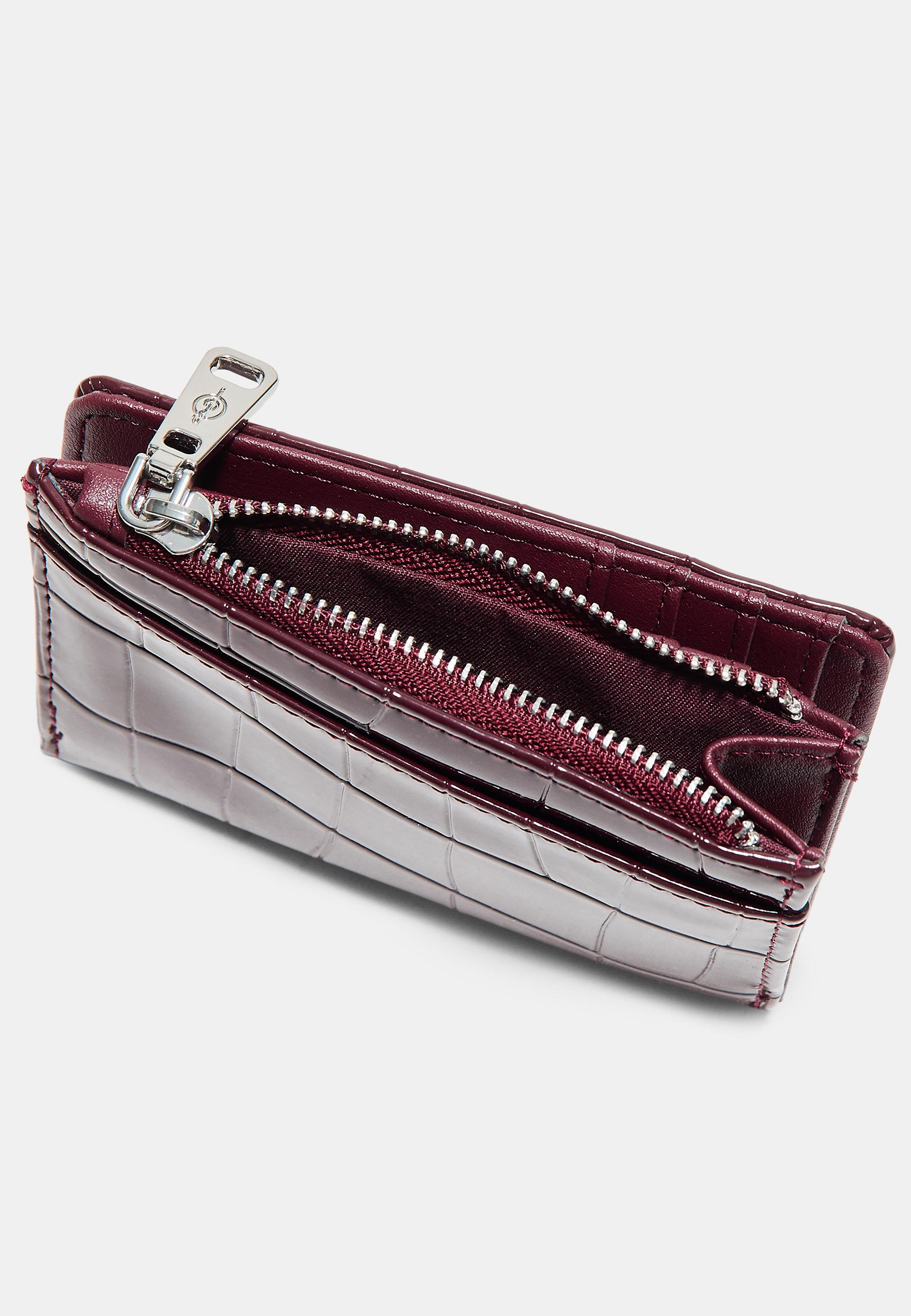 Mock croc card holder purse — Burgundy