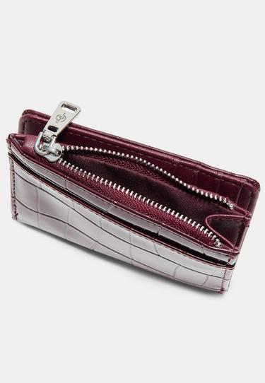 Mock croc card holder purse — Burgundy 2