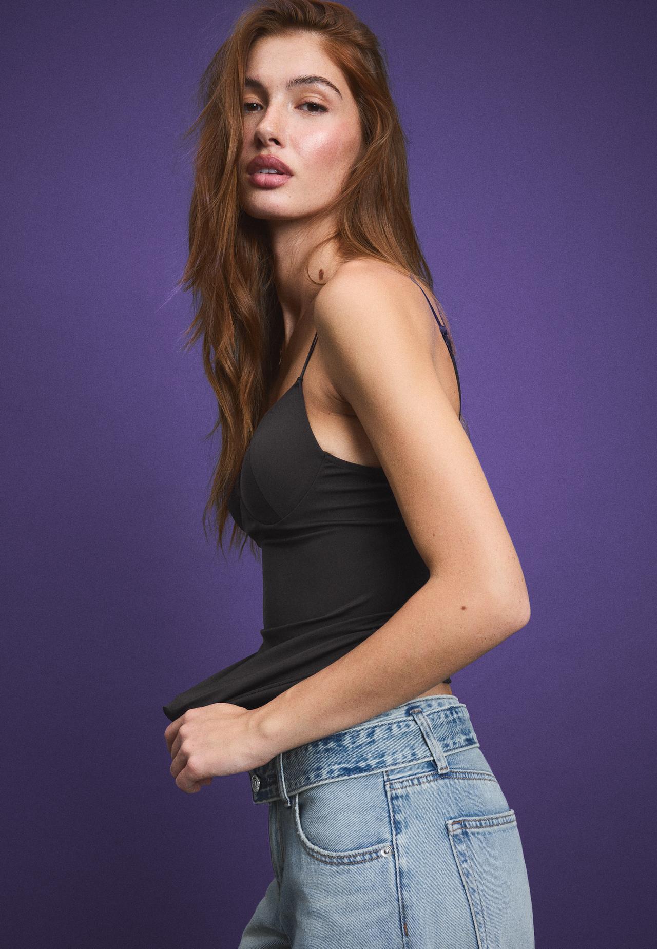 Corsetry-inspired top — Brown