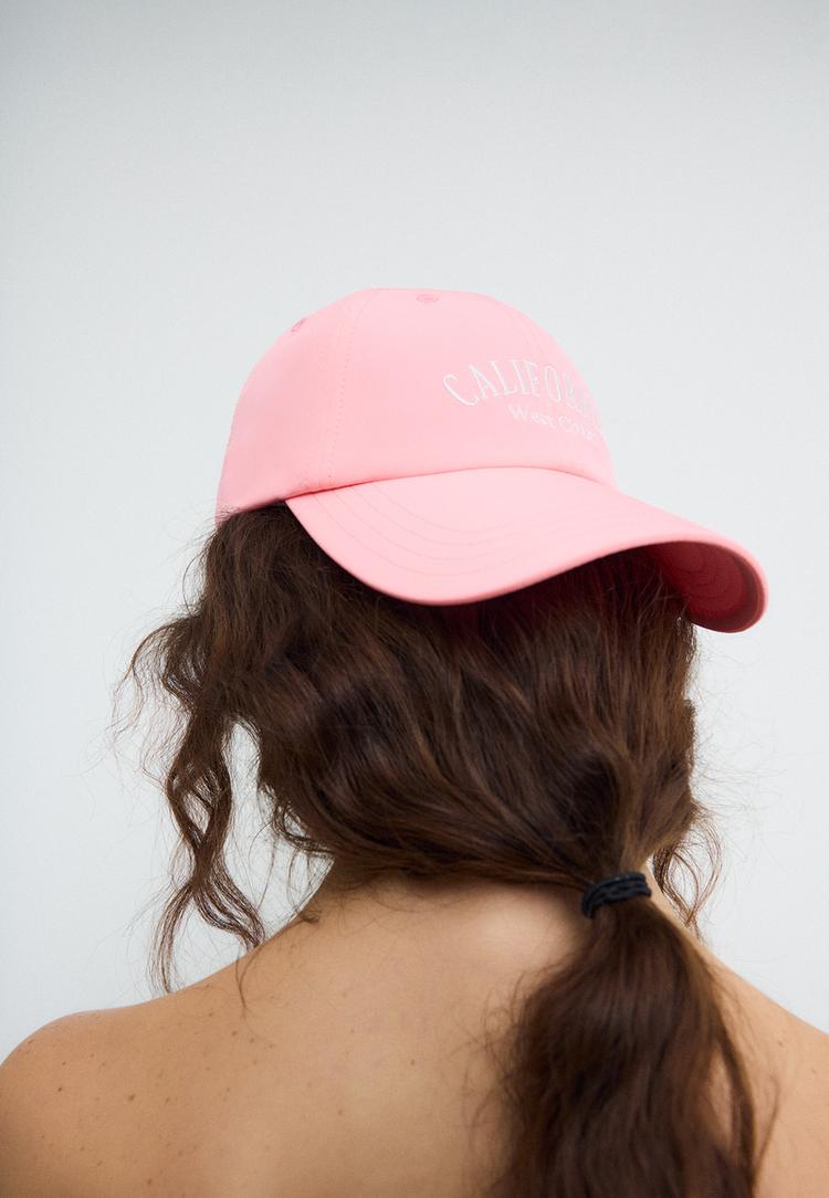 Stradivarius Καπέλο Τζόκεϊ California Φλούο Ροζ Os φωτογραφία