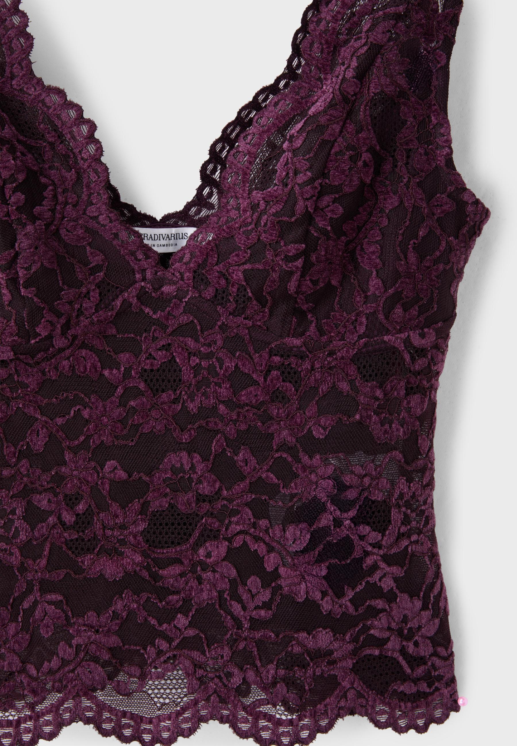 Wide-strap lace top — Purple
