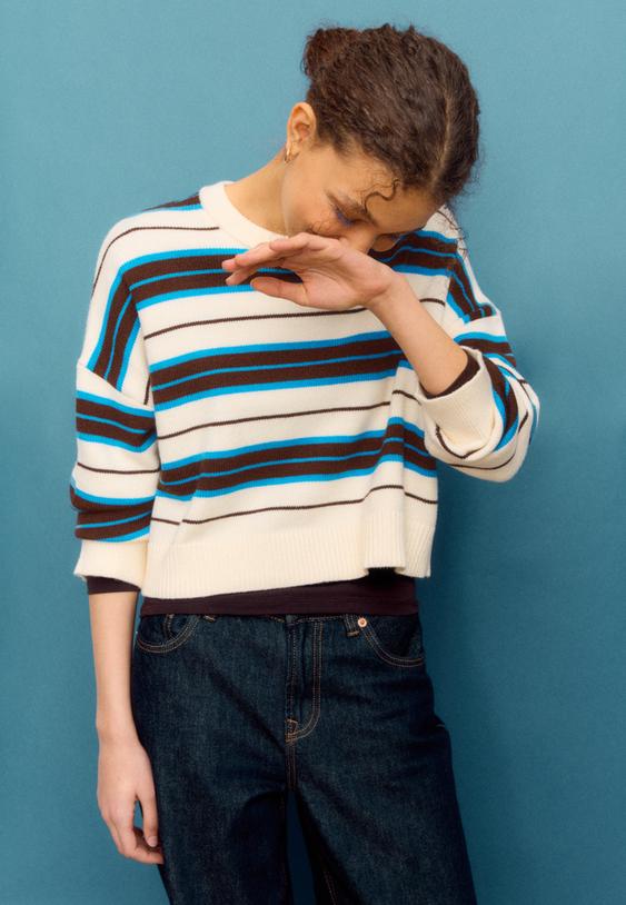 jersey punto crop rayas