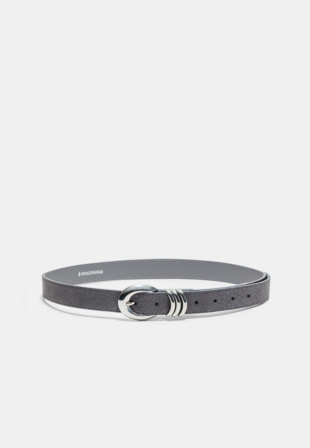 Snakeskin print belt — Dark grey