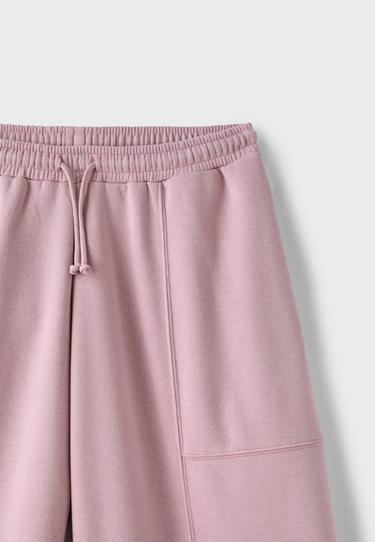 Plush barrel jogger trousers with toggles — Pastel pink 8