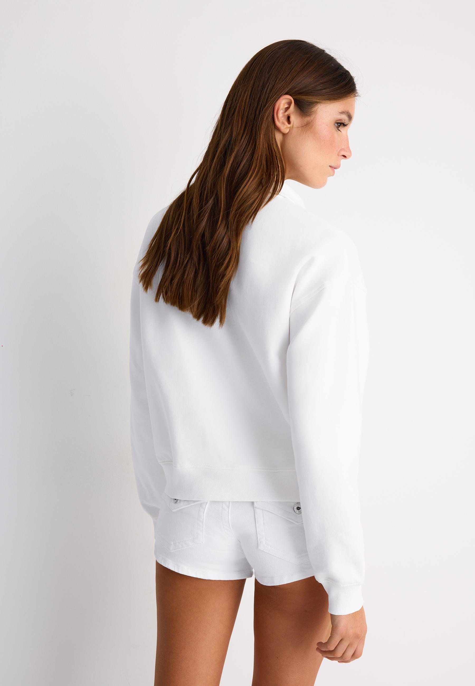 High-neck sweatshirt with zip — Ecru