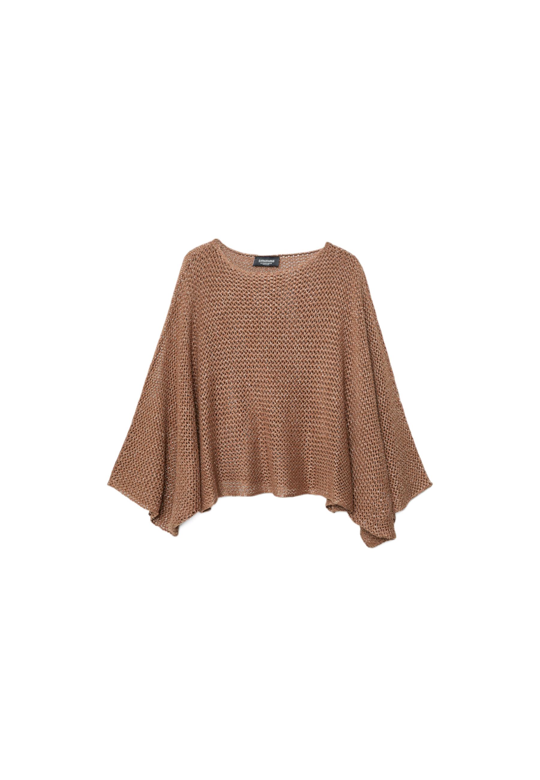 Metallic knit cape — Brown