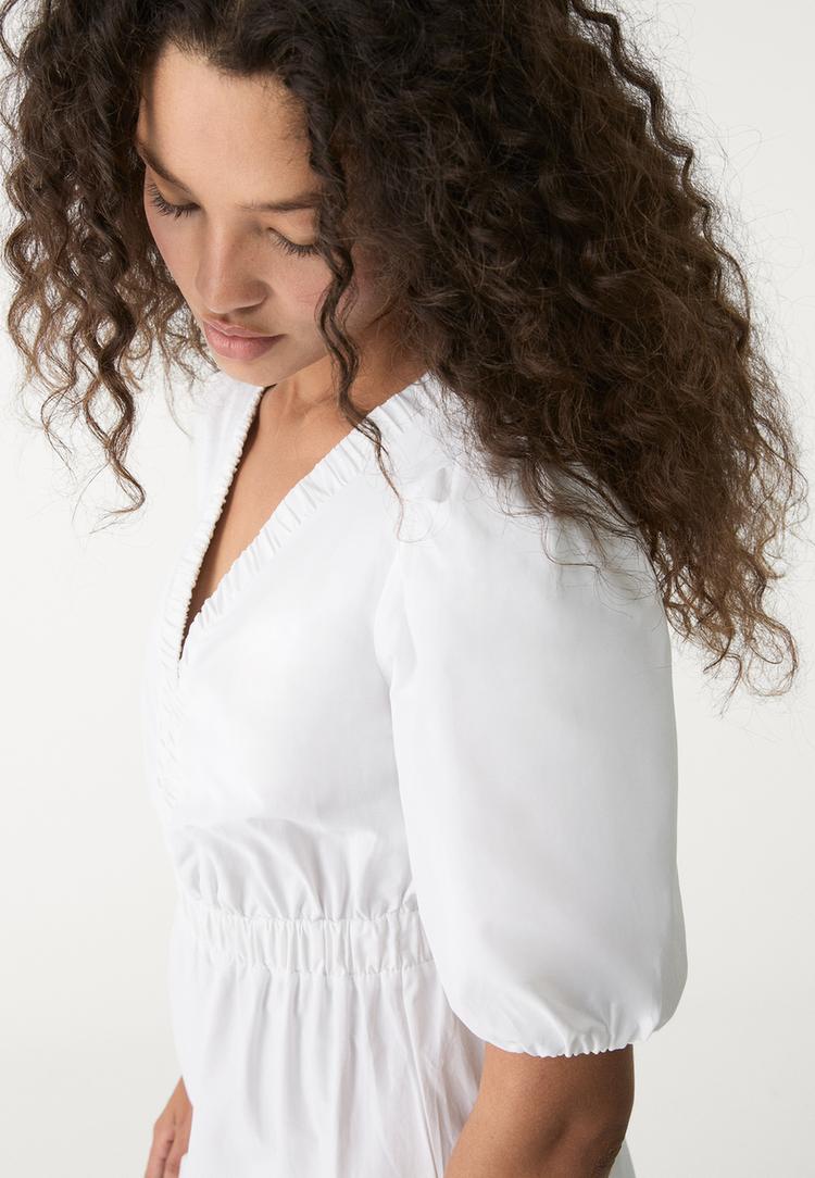 vestido midi popelin