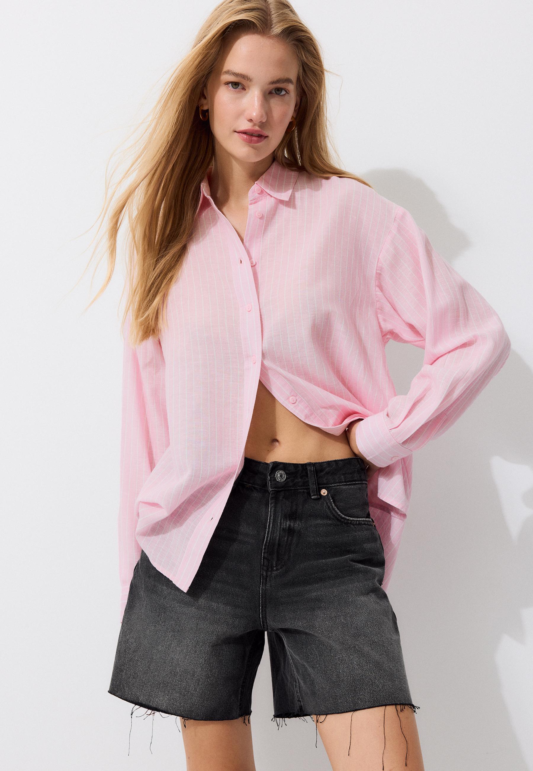 Linen-effect shirt — Dusty rose