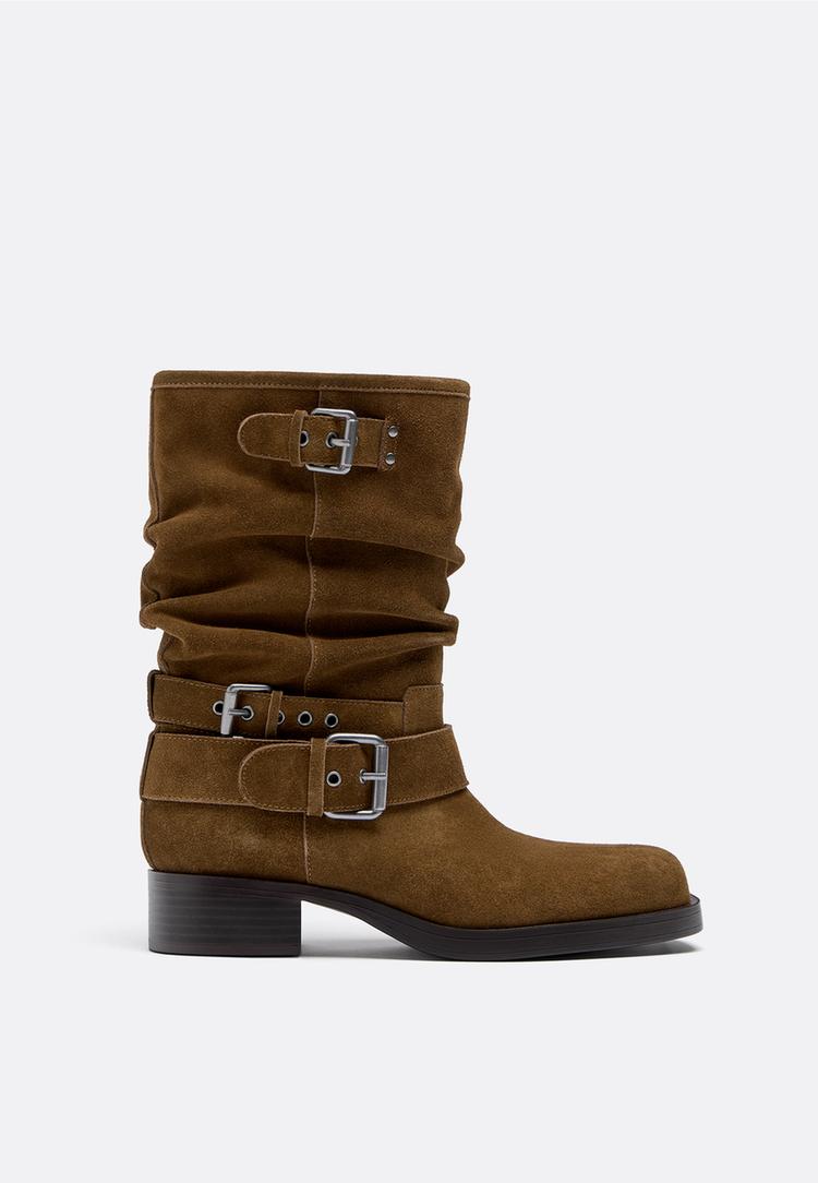 stivaletti bassi con fibbie in pelle