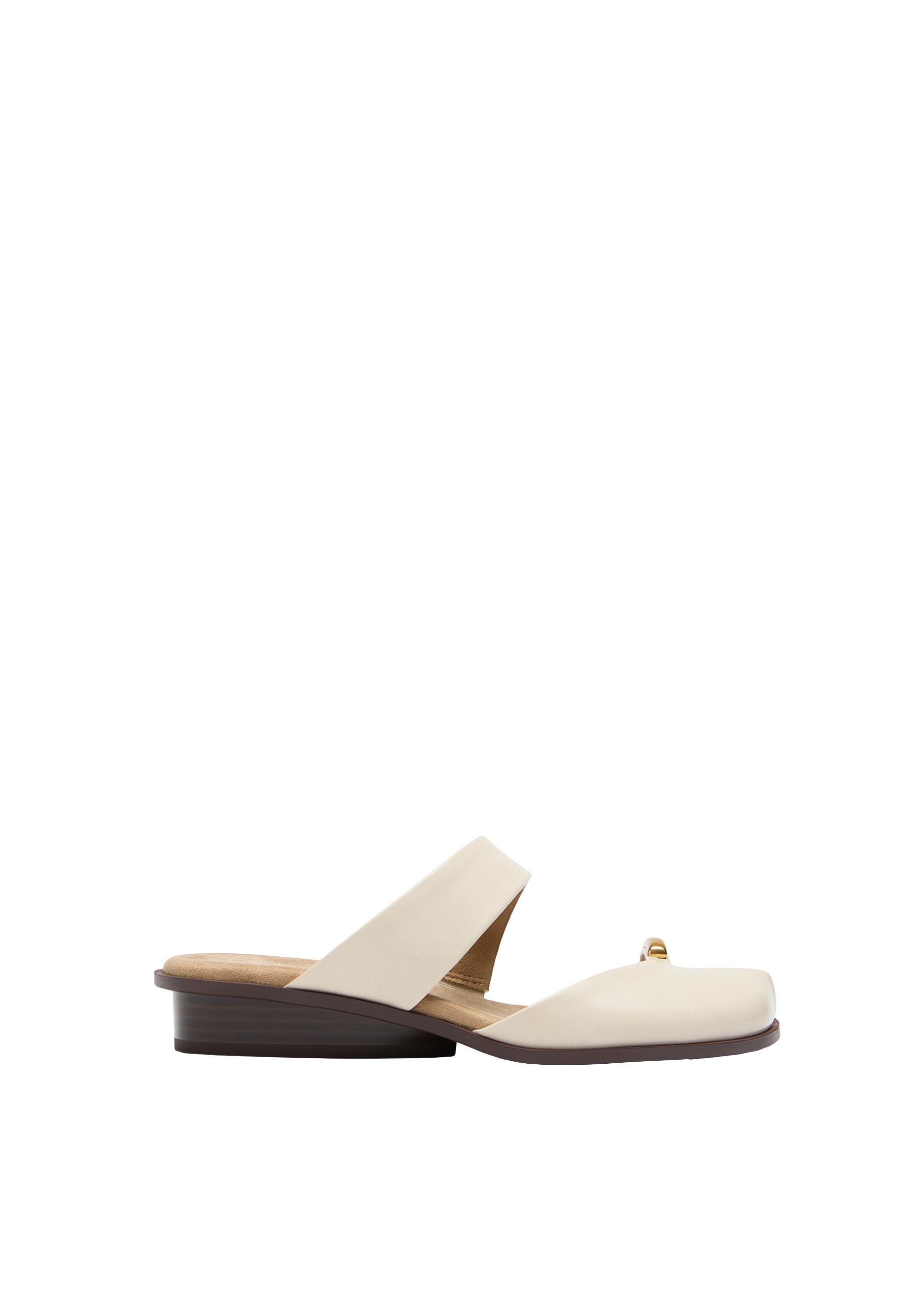 Asymmetric wedge heeled sandals — ECRU