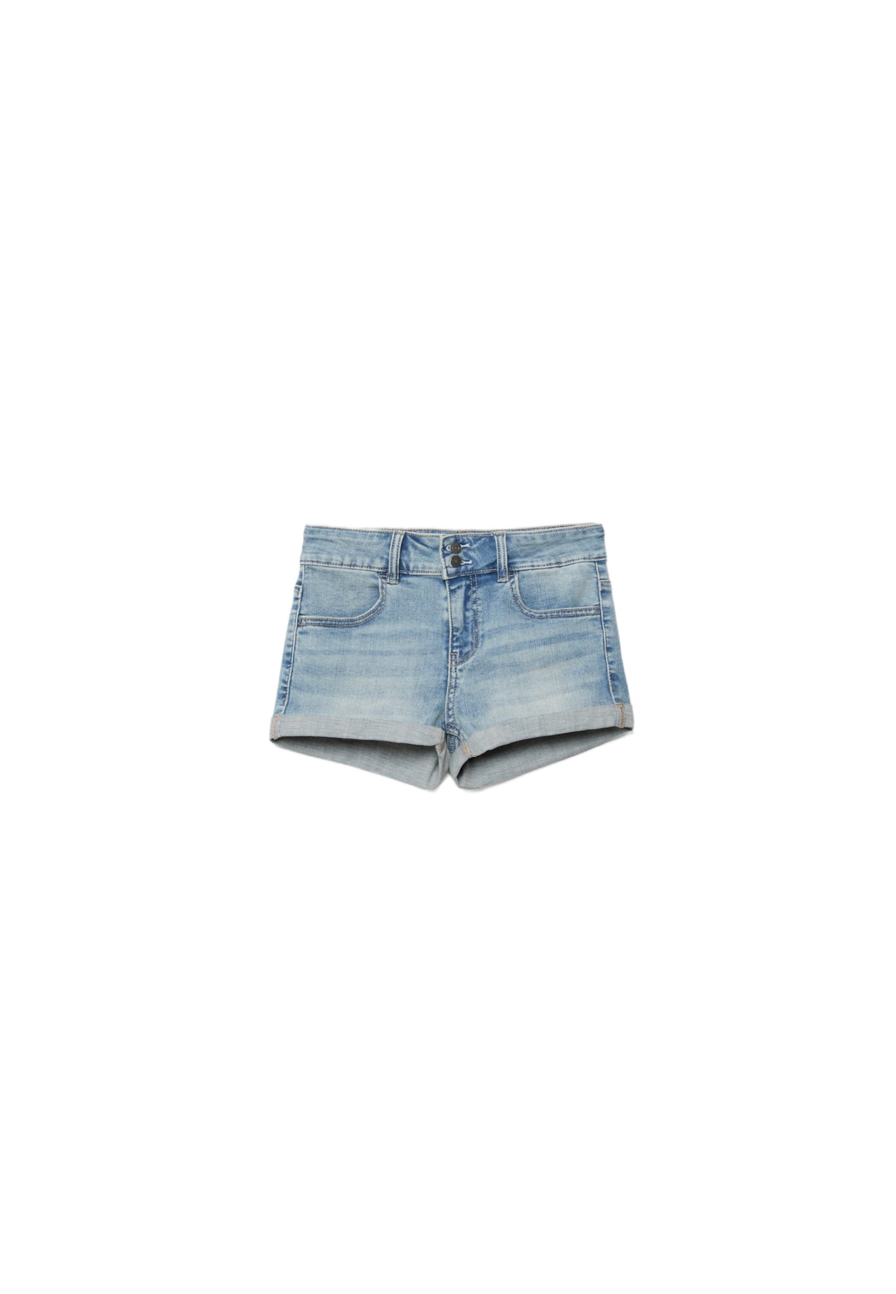 Turn-up hem denim shorts — MEDIUM BLUE DENIM