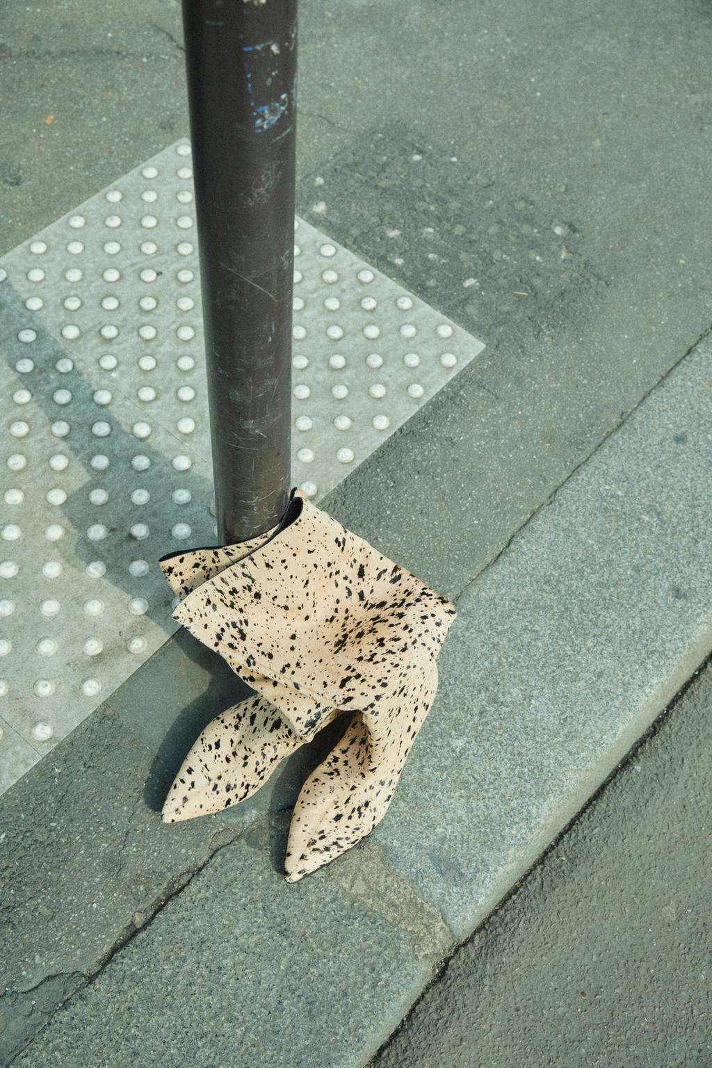 Heeled fur animal print knee-high boots
