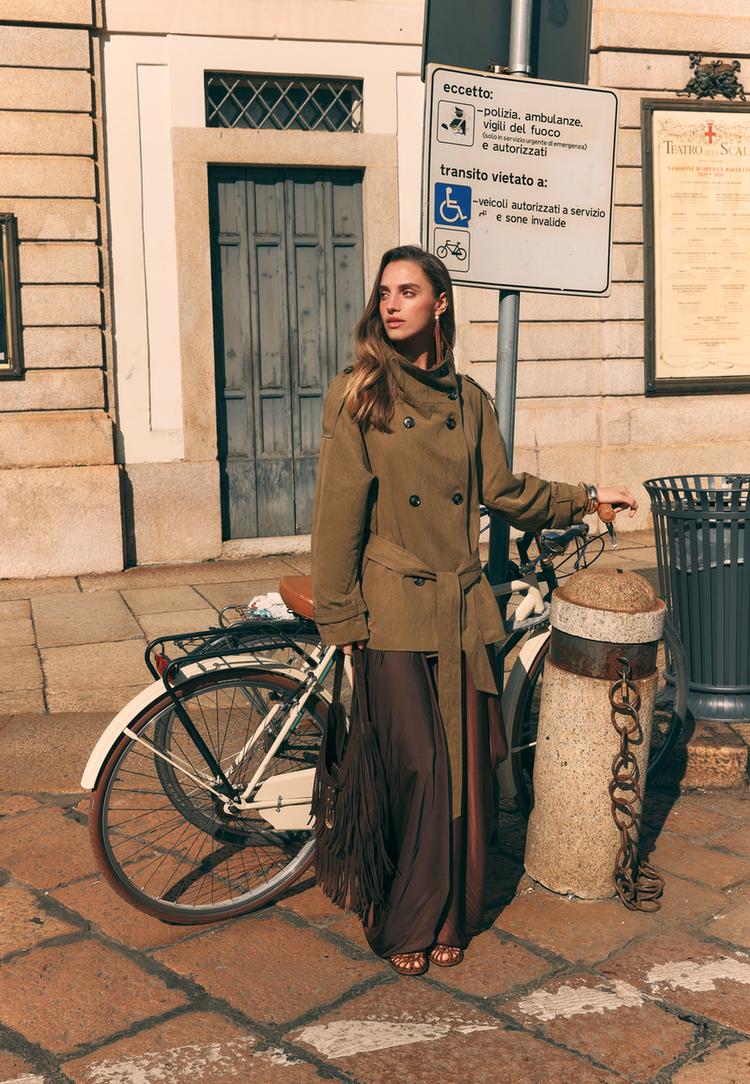 short high neck trench coat