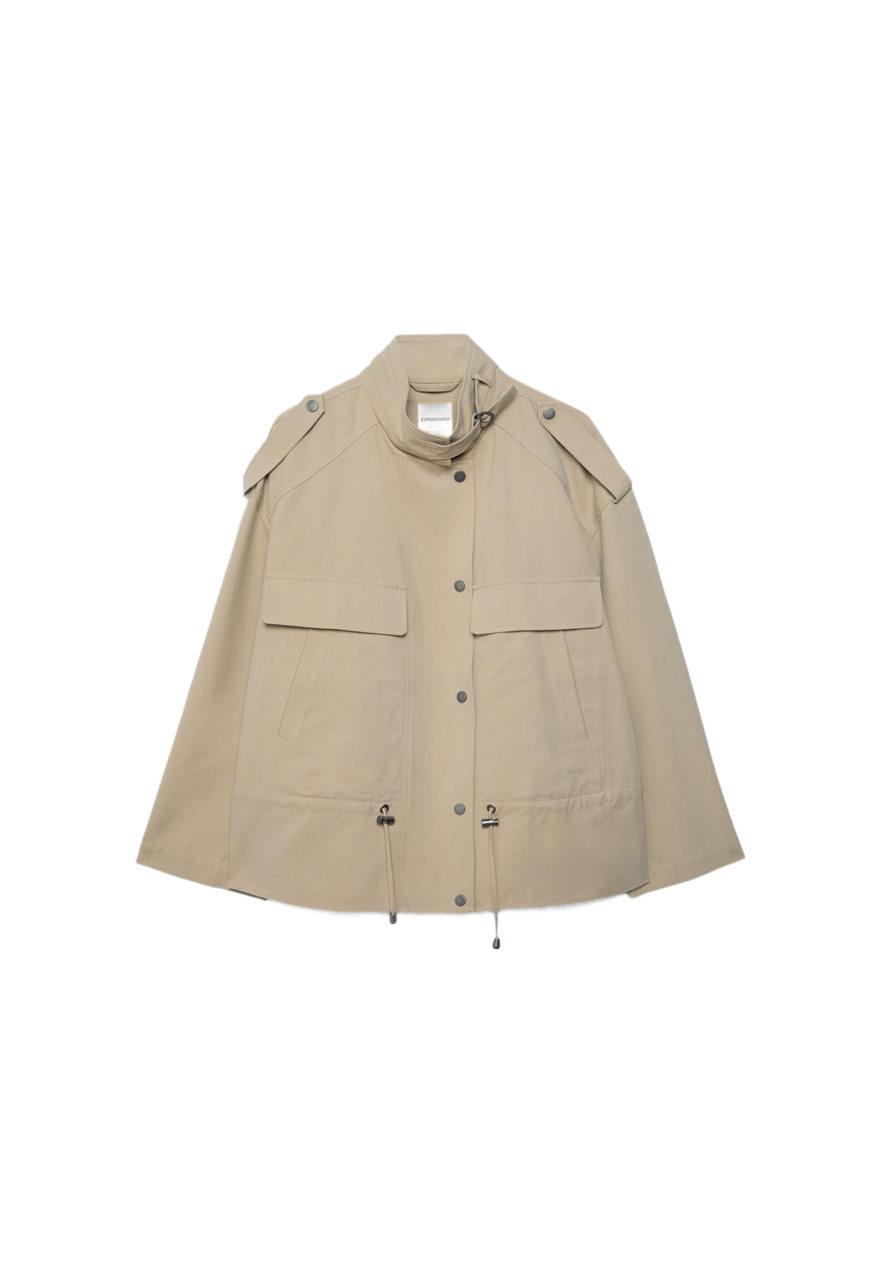 Fluid cropped jacket with front pockets — Stone