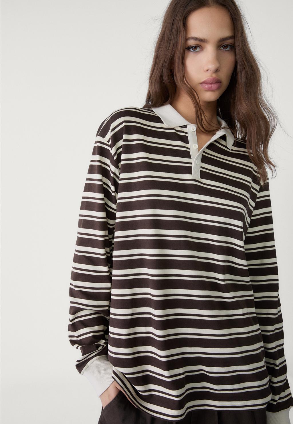 Striped oversize polo shirt