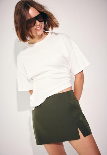 Side split skort — Khaki 3