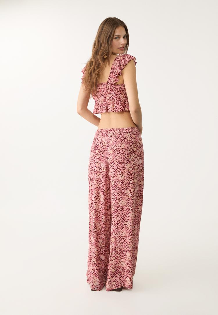 pantalon fluido palazzo estampado