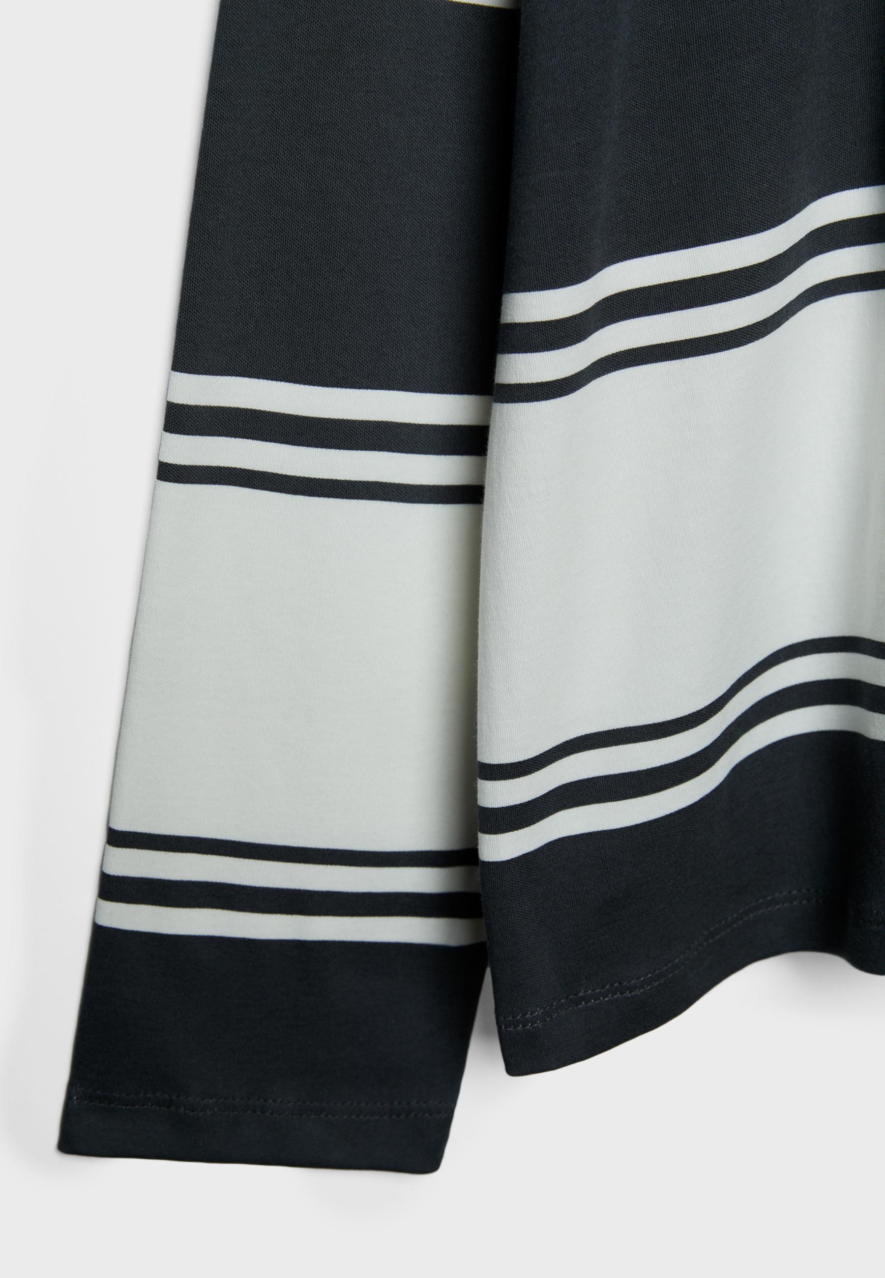 Oversize Striped Polo Shirt — Dark grey