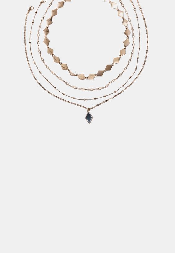 set 4 collares rombo efecto espejo