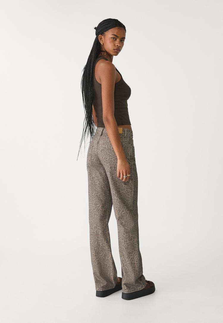 pantalon straight leopardo