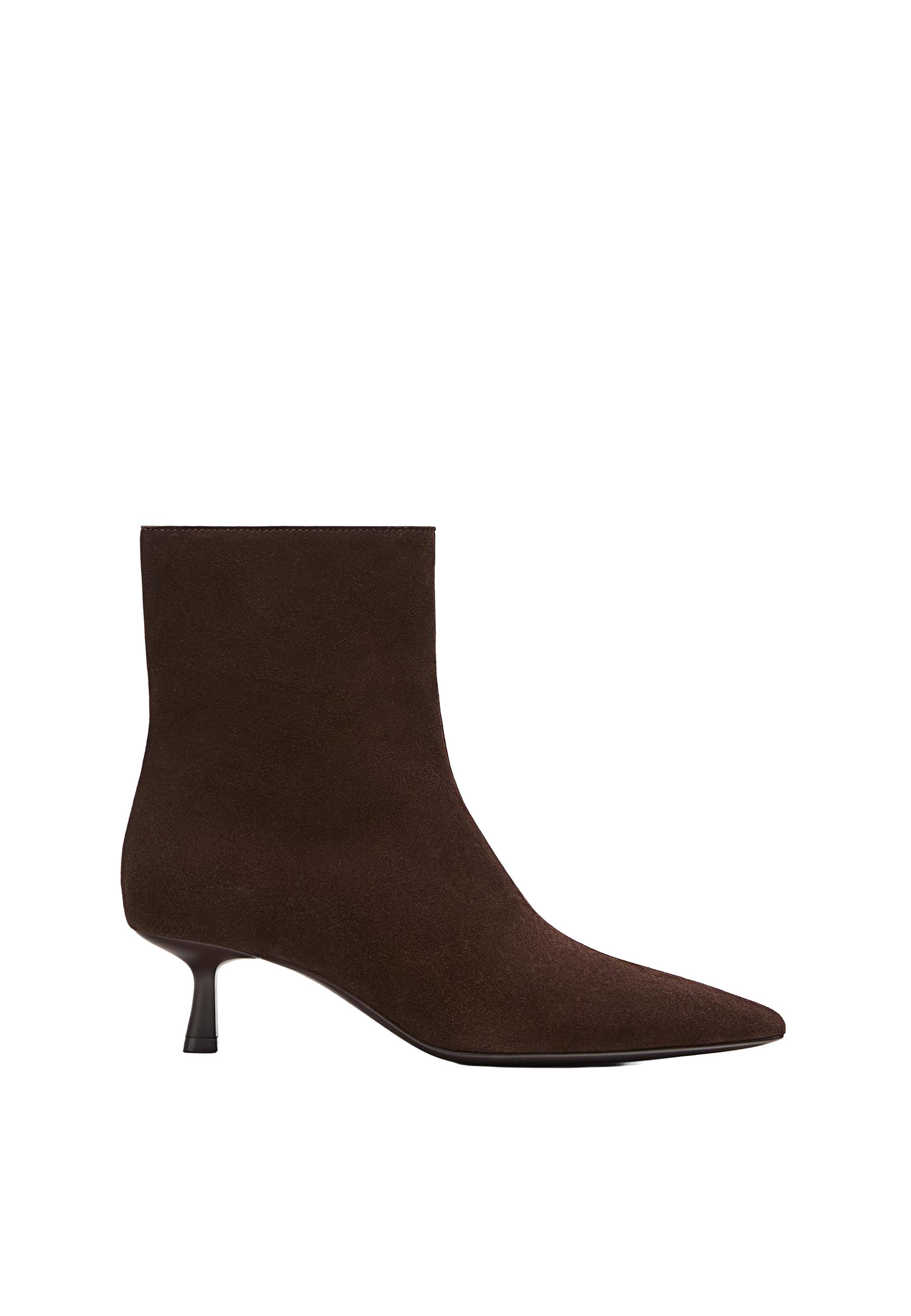 Split leather stiletto heel ankle boots — BROWN