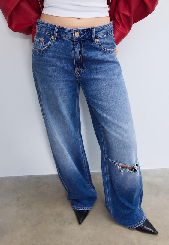 Stradivarius D91 Low Wide-Leg Jeans Rinse Blue Denim 14