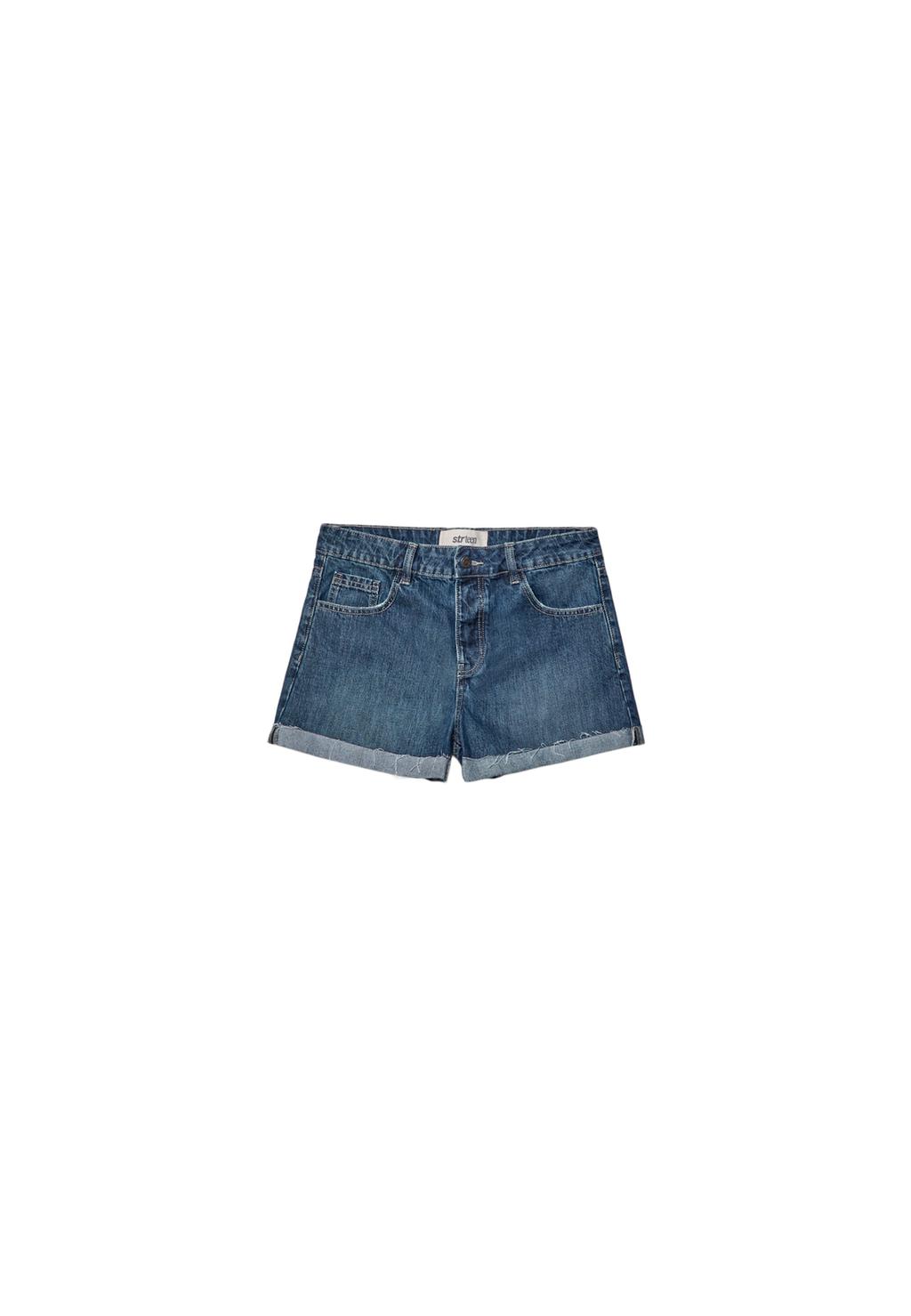 Rolled-up denim shorts