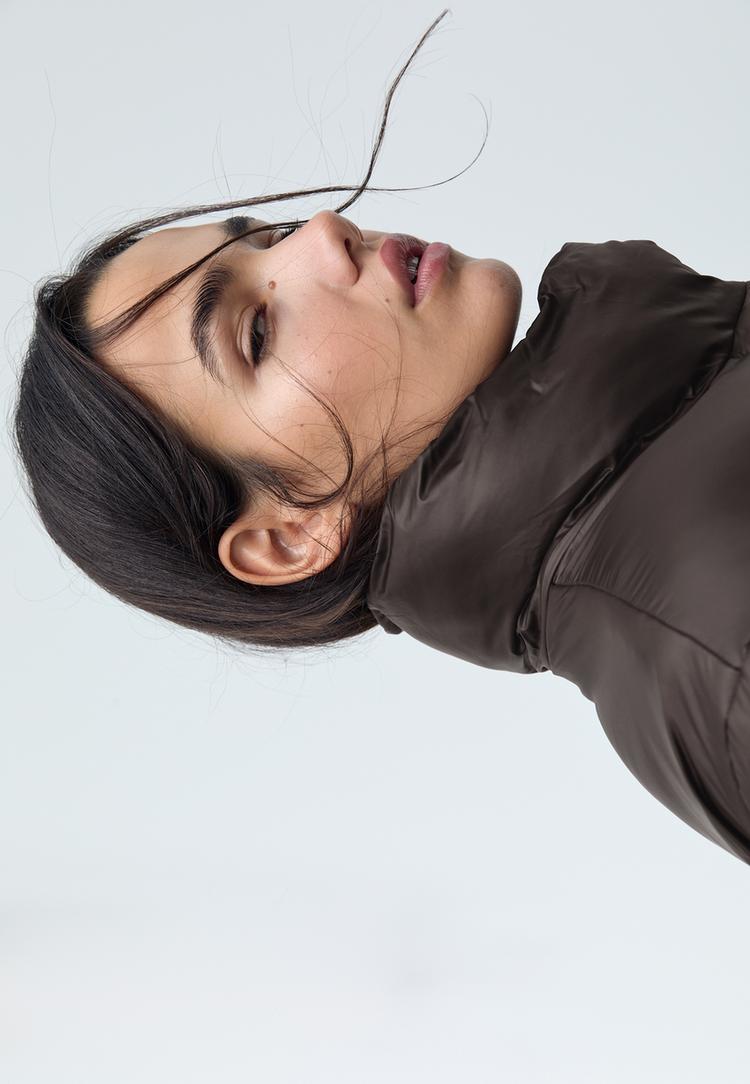 satin effect puffer jacket