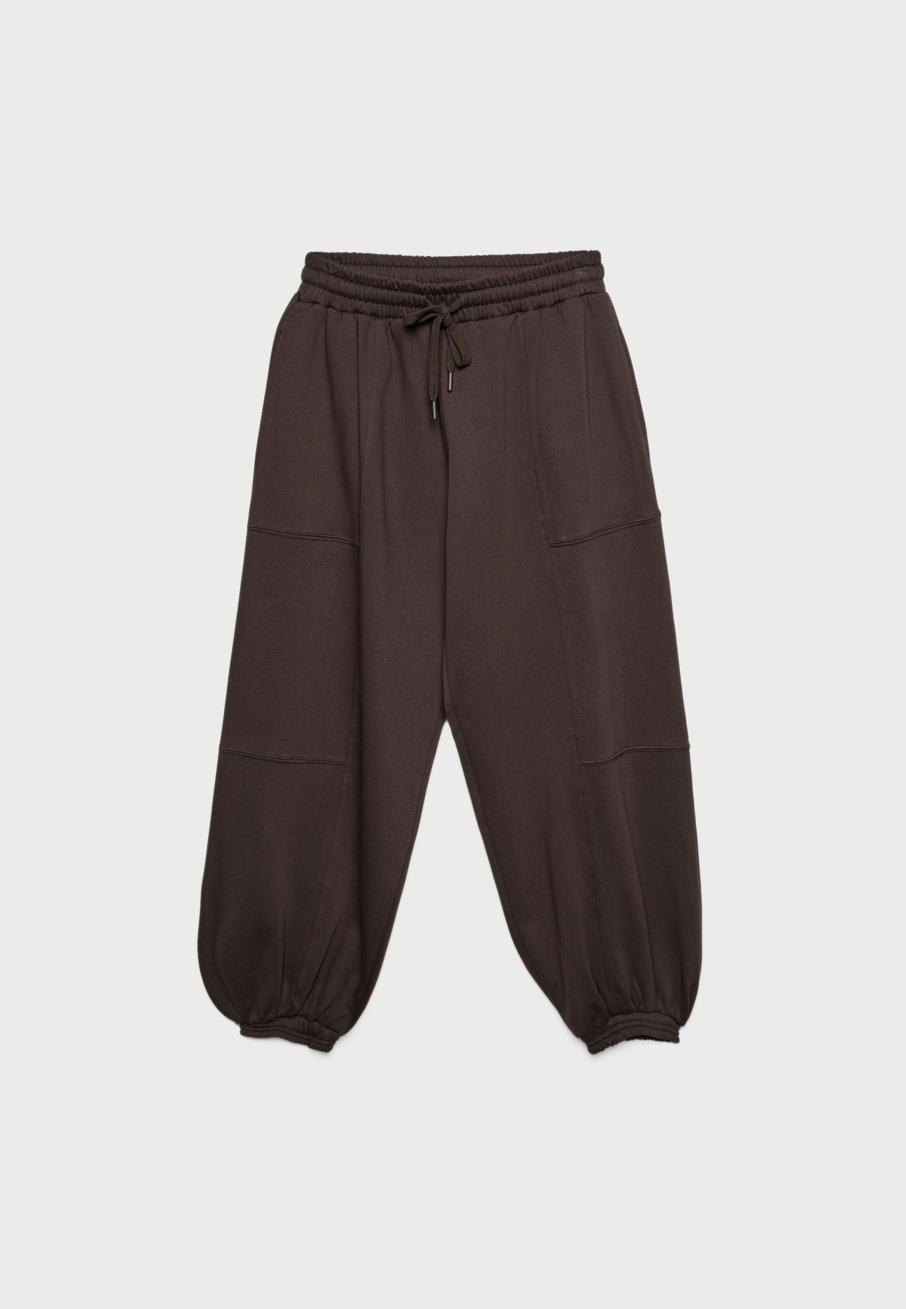 Plush balloon jogger trousers — Brown