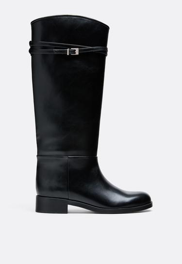 Buckle riding boots — BLACK  1