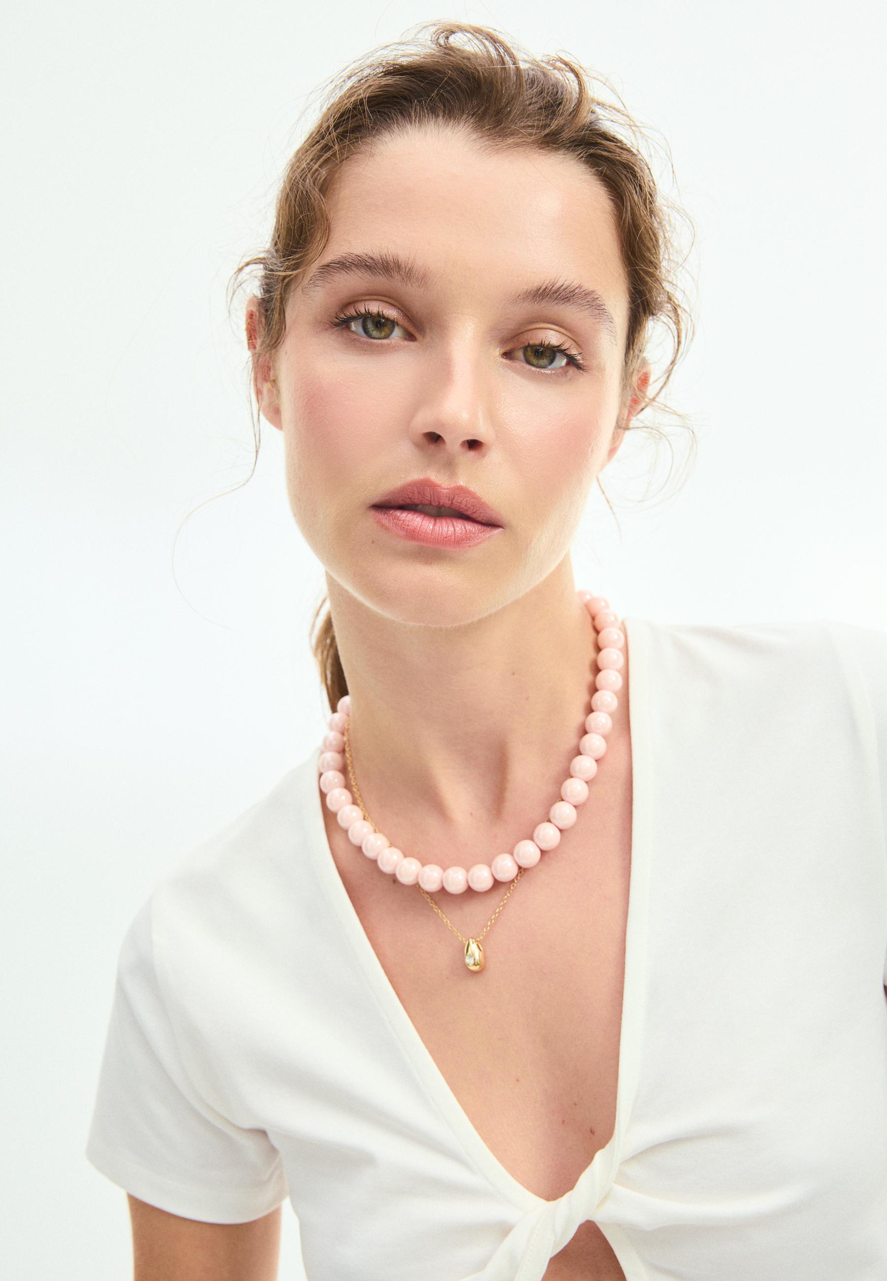 Set of 2 bead necklaces — Pastel pink