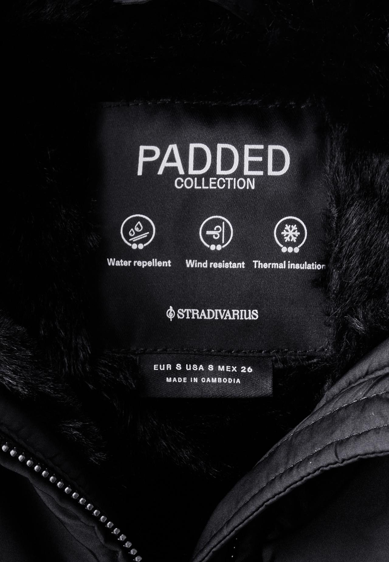 Belted hooded padded jacket — Black