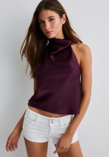 Satin halter top — Purple 1