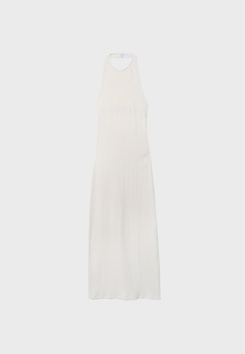Vestido midi halter textura