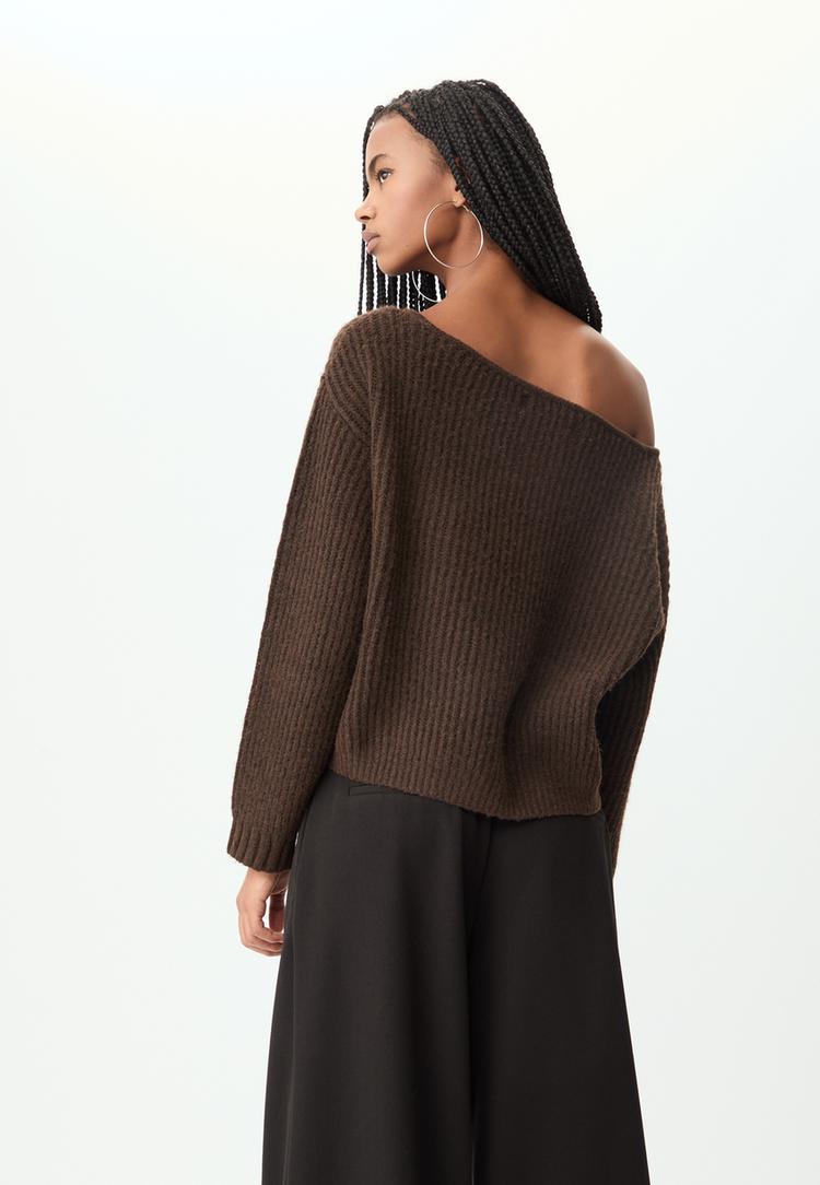 boat neck knit sweater