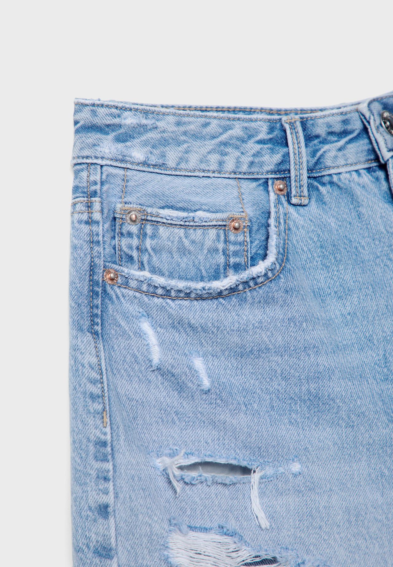D75 Ripped denim shorts — MEDIUM LIGHT BLUE DENIM