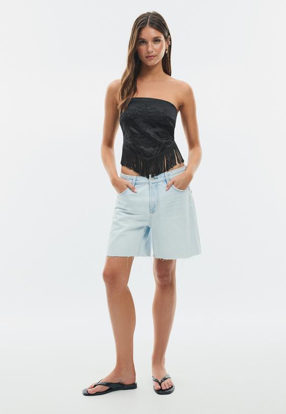 top bustier flecos bordado