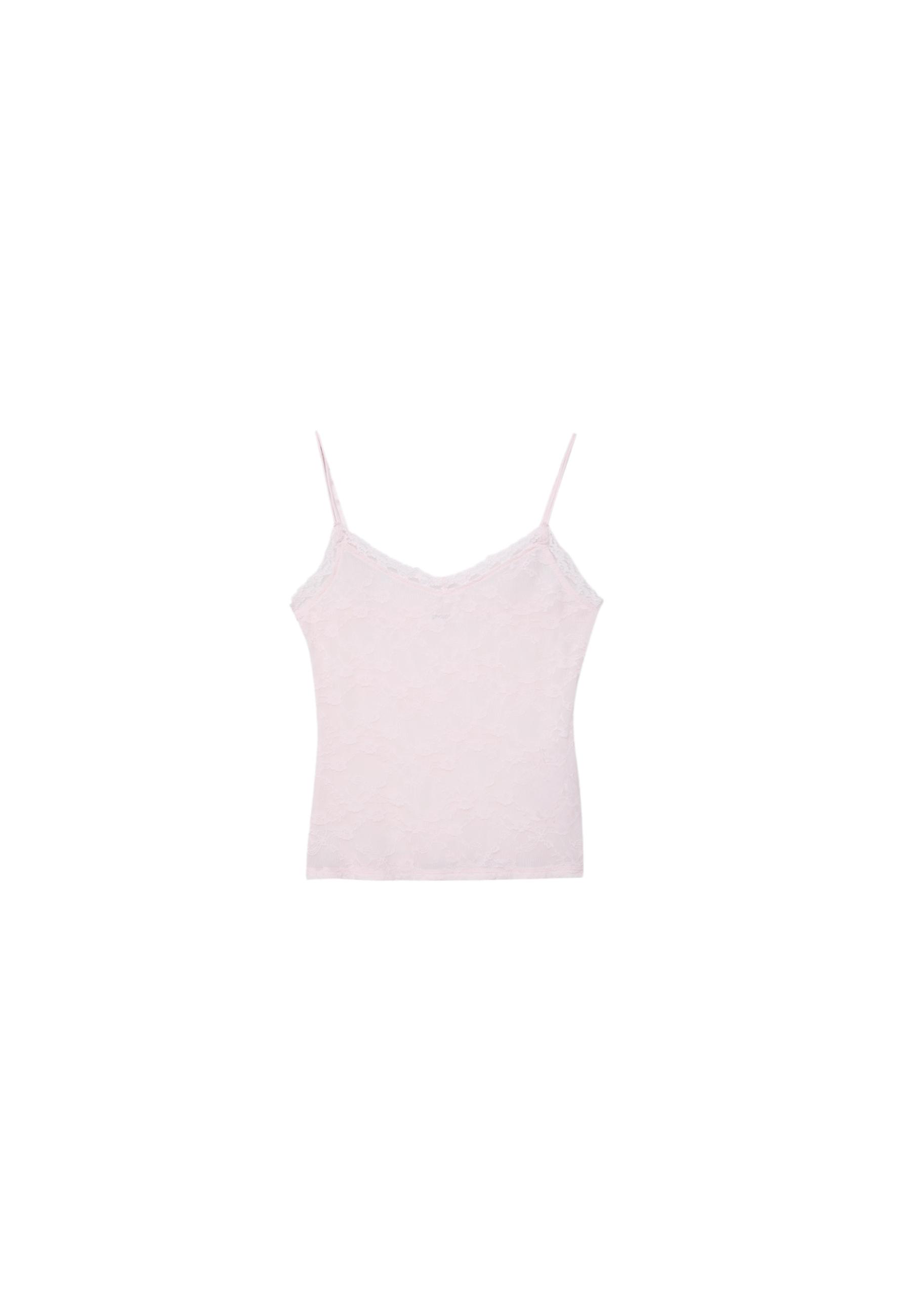 Lace strap top — Pastel pink