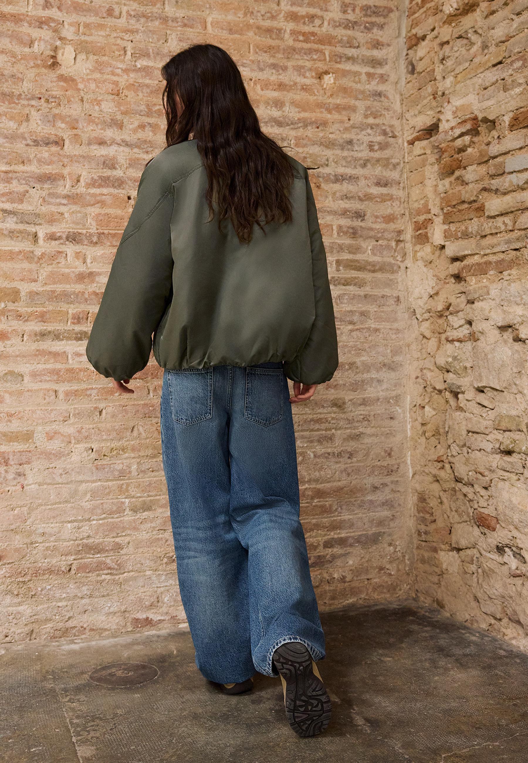 Stand collar bomber jacket — Khaki