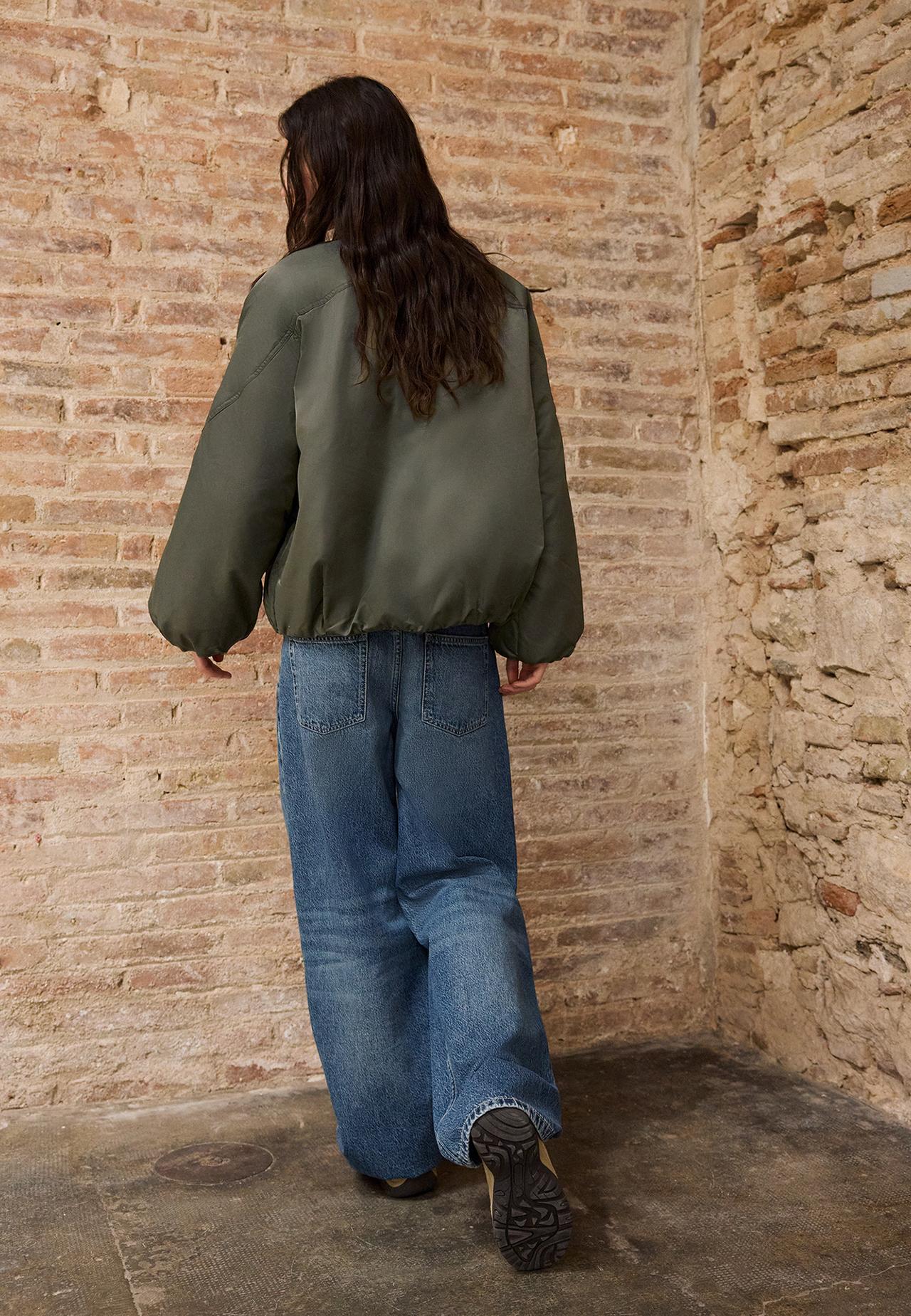 Stand collar bomber jacket — Khaki