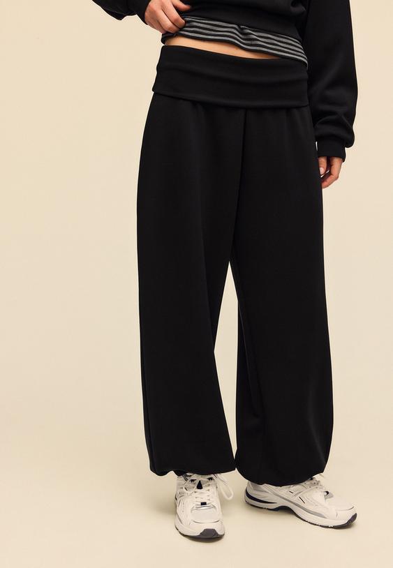 pantalon jogger balloon cintura vuelta taco suave