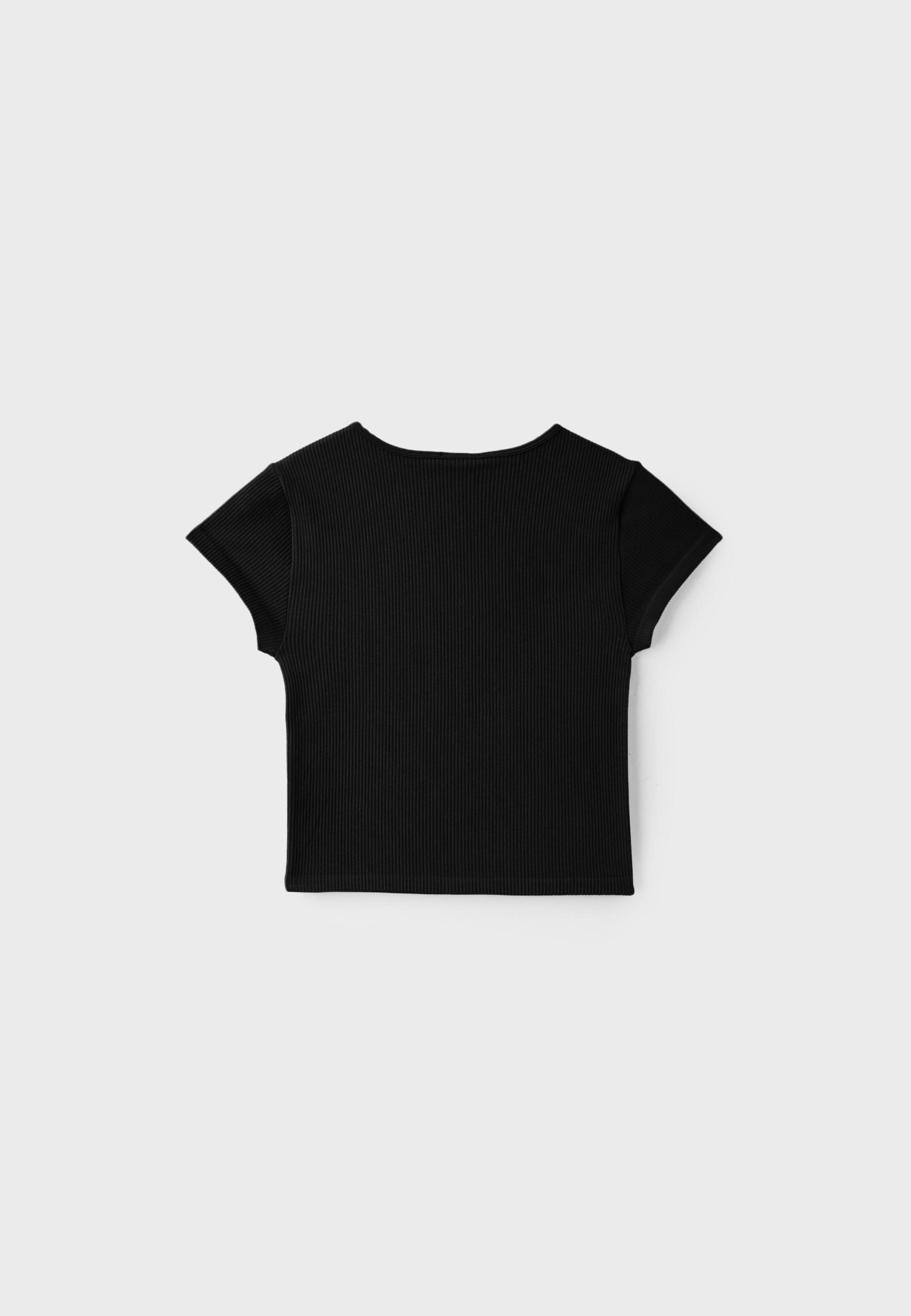 Seamless cropped T-shirt — Black