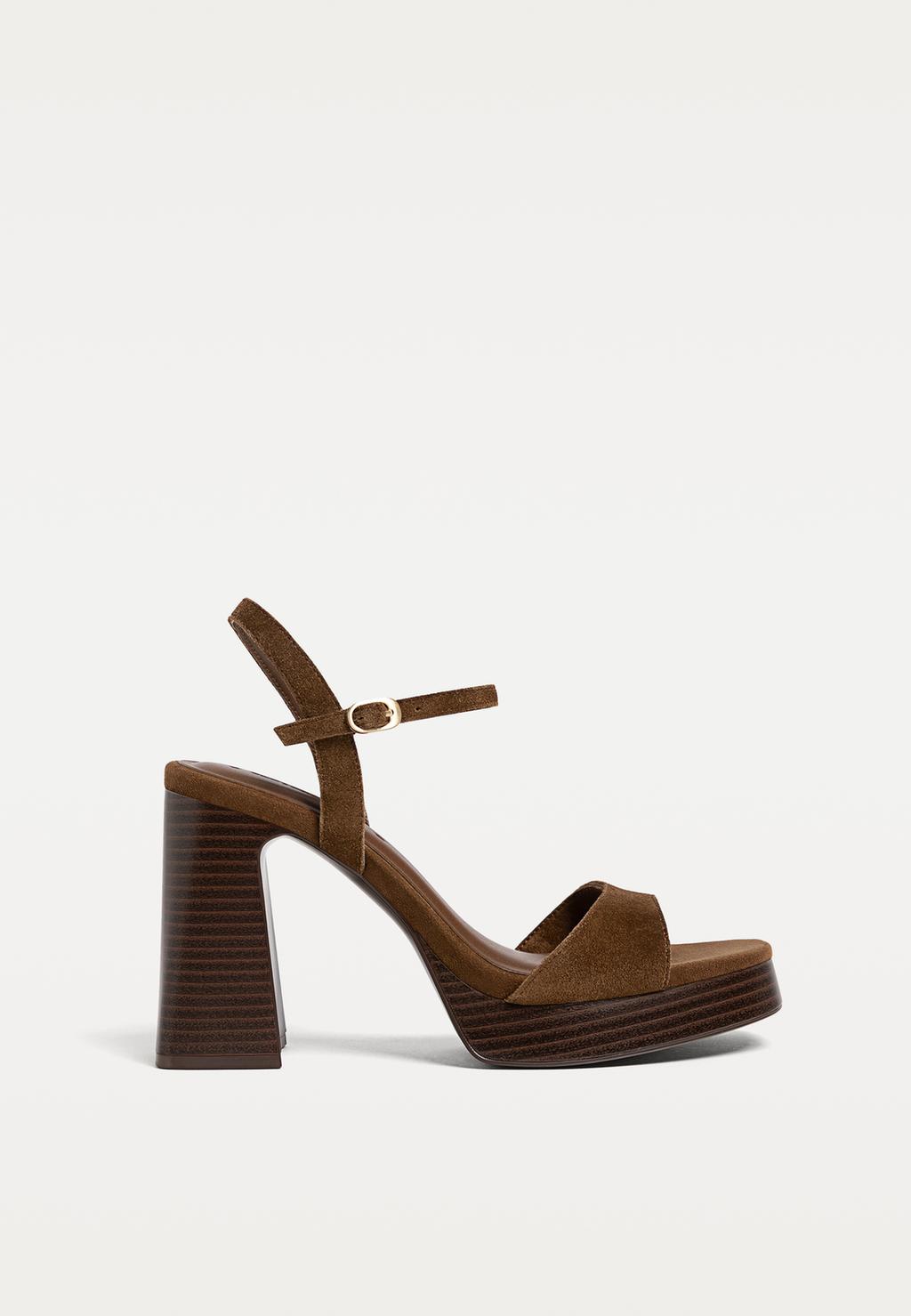 Split leather platform sandals