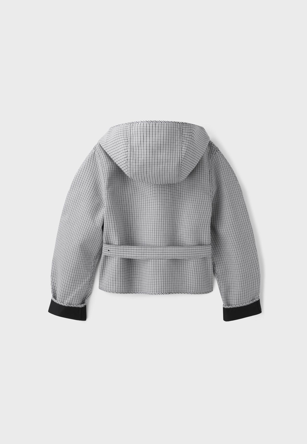Short reversible check trench coat — Black
