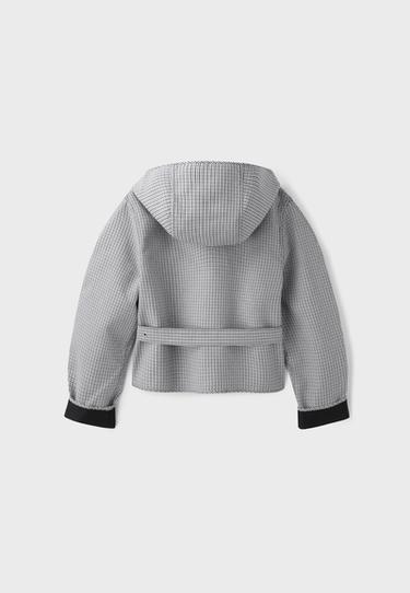 Short reversible check trench coat — Black 8