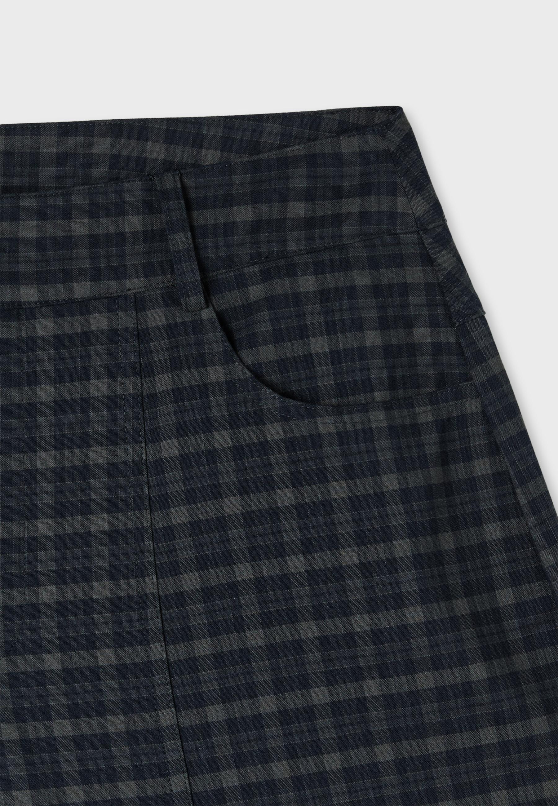 Check barrel dress trousers — Navy blue