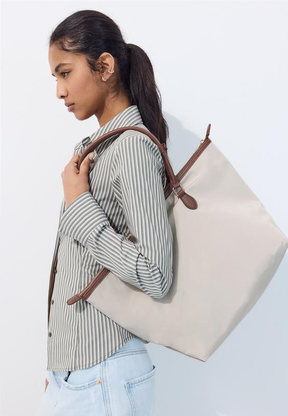 kontrast askılı shopper canta